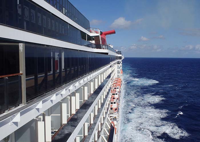 a crusie ship on the open ocean